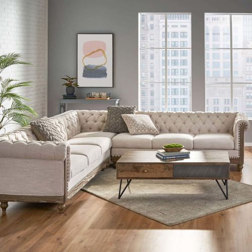 Mirod Comfy Large Sectional Sofa with Wooden Legs, Retro Style for Living Room Mirod Comfy Large Sectional Sofa with Wooden Legs, Retro Style for Living Room